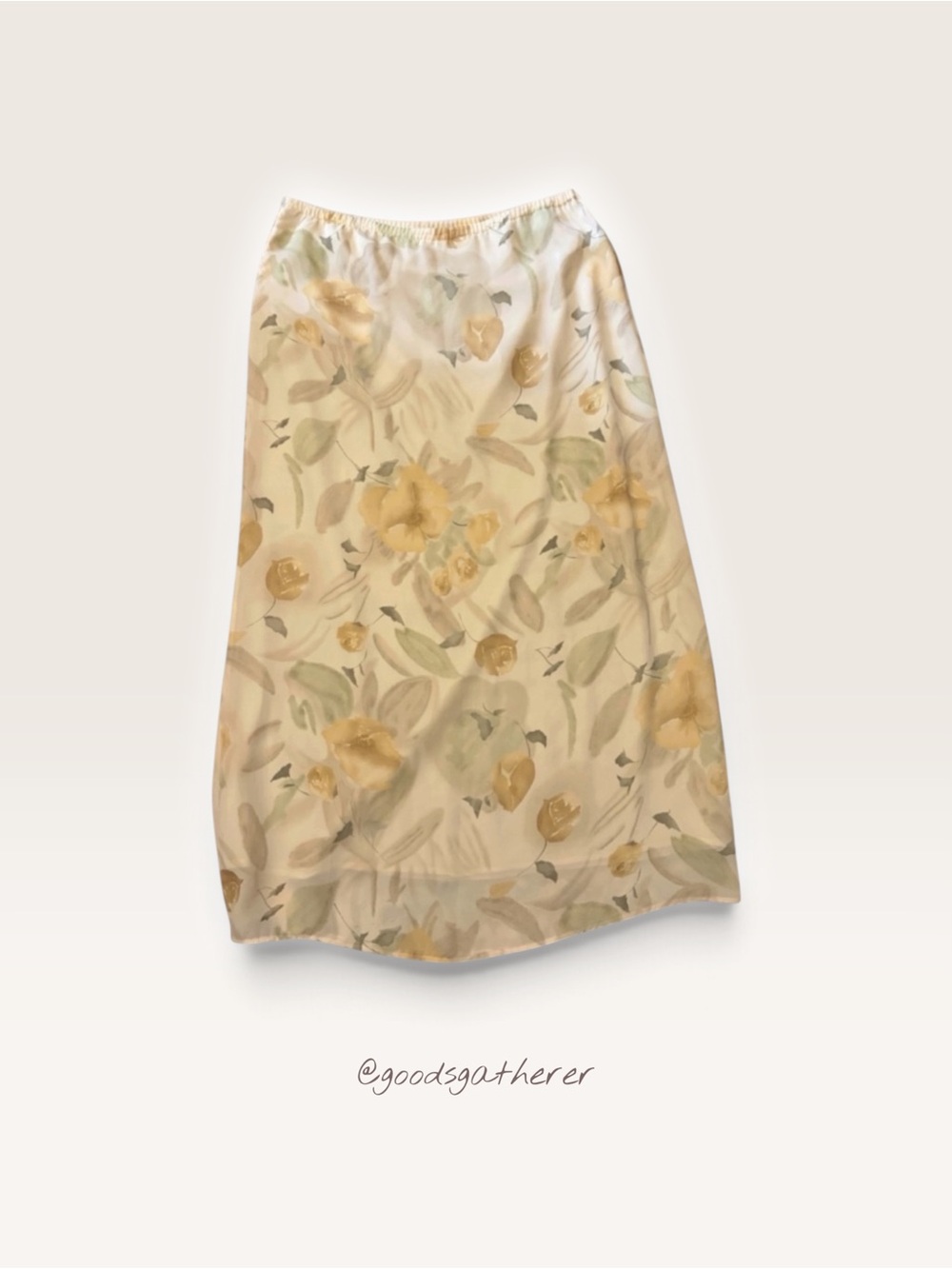 VINTAGE 90s Yellow Floral Maxi Skirt